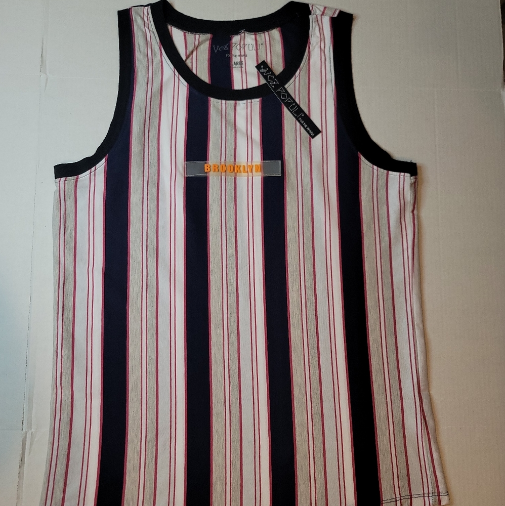 VOX POPULI For the People Brooklyn Tank Top Stripe Men's Large & XL NWT